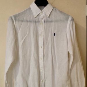Ralph Lauren White linen LS shirt size M